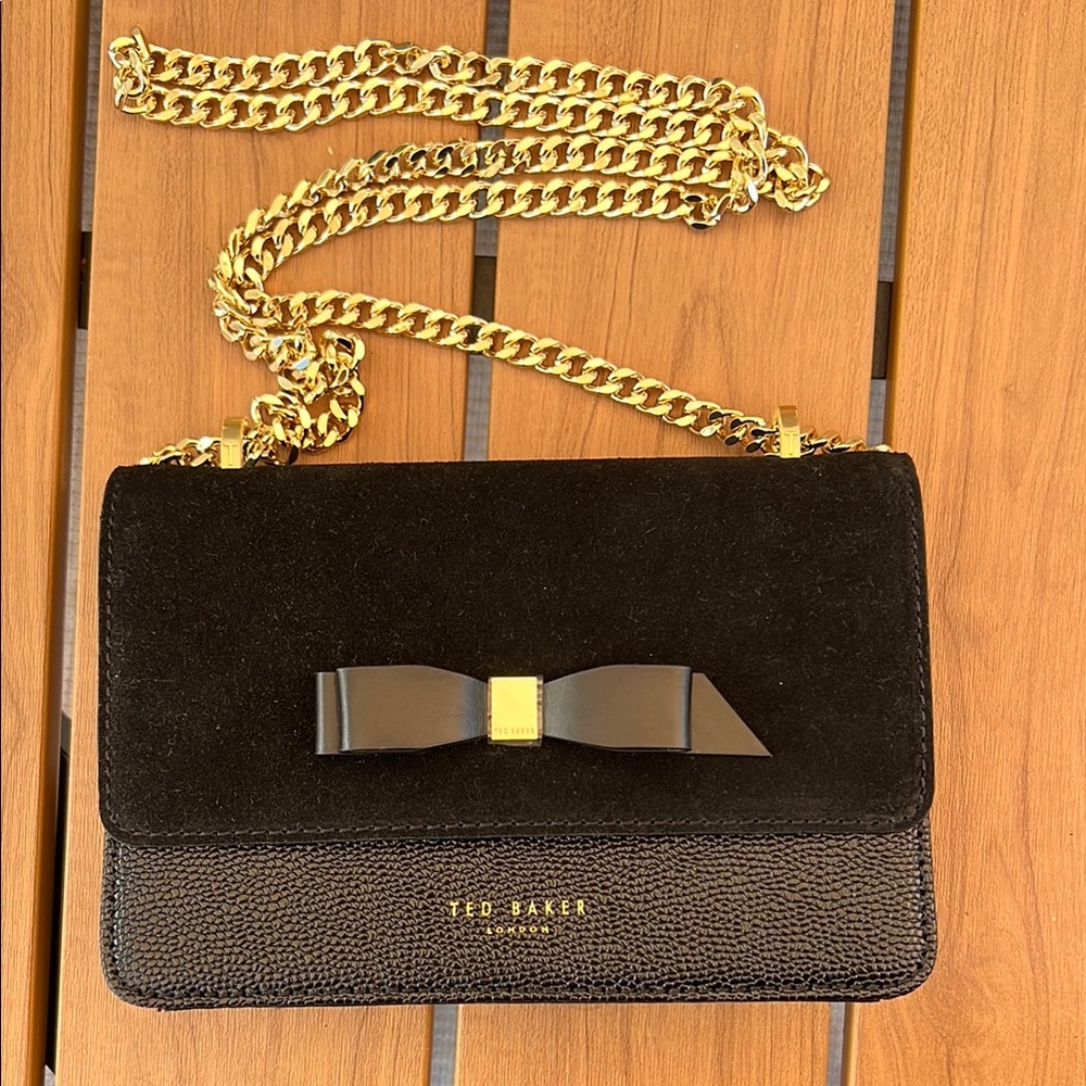 Ted Baker Black and Gold Crossbody Bag with Bow